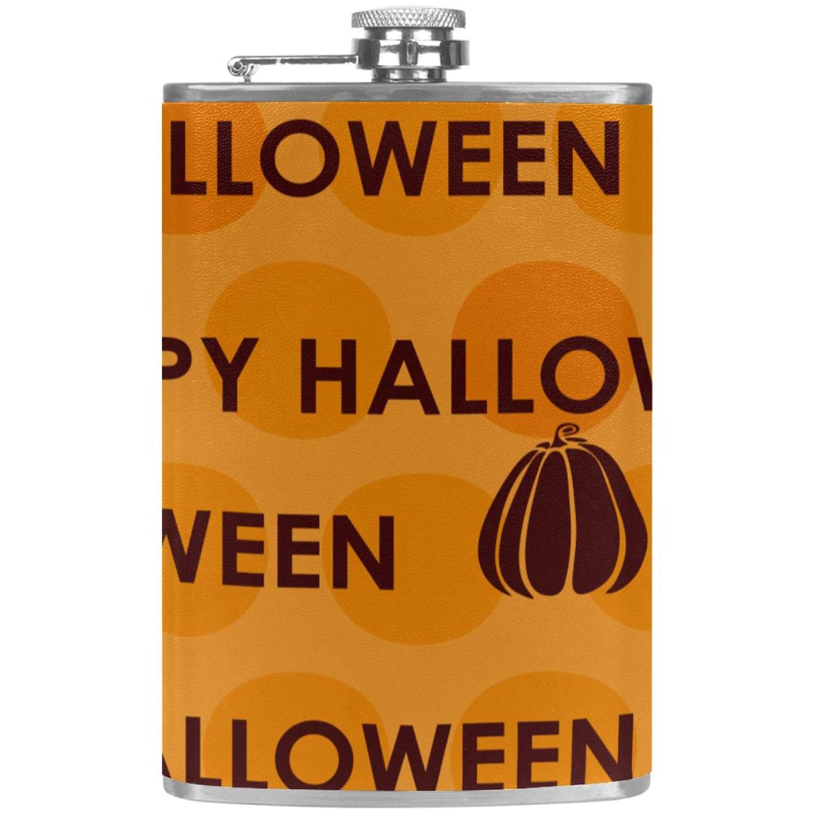 Idée cadeau homme et femme : flasque de poche en cuir Happy Halloween
