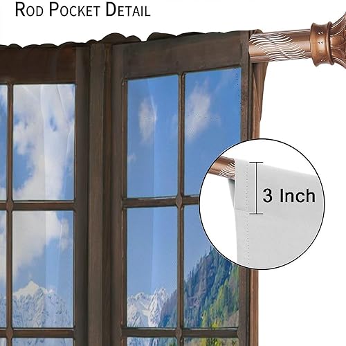 Miniatura 6 de Cortinas opacas de paisaje de montaña nevada, lago natural, sol, picos nevados, patrón de impresión para dormitorio, sala de estar, 42 x 63 pulgadas