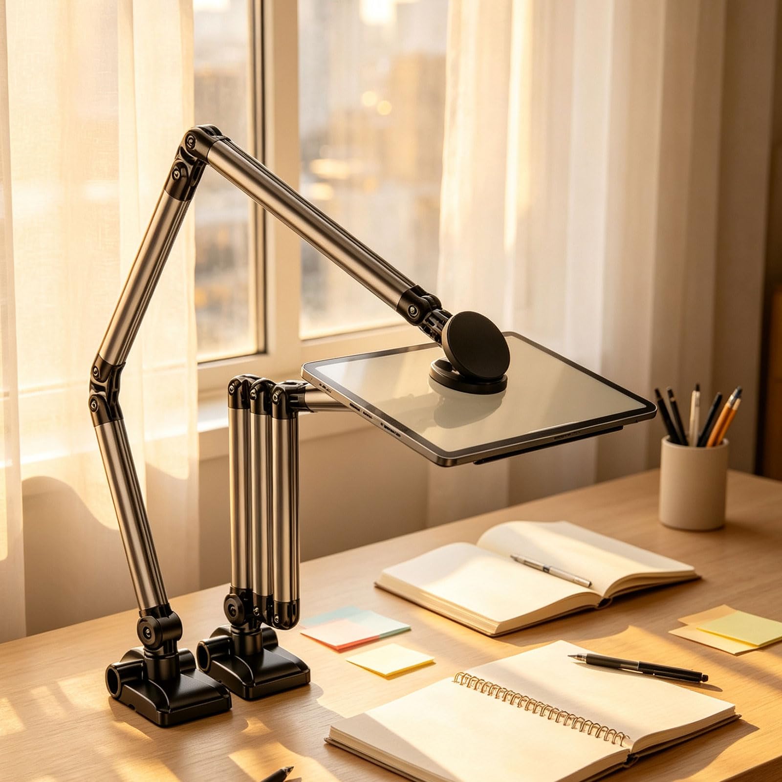 Supporto da scrivania per tablet in alluminio con visualizzazione
