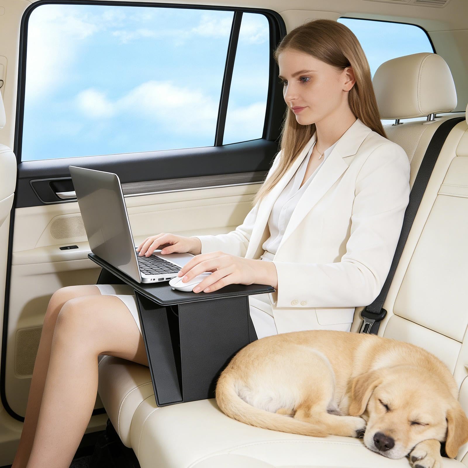 Tavolo da Volante Piano di Lavoro Pieghevole per Auto | Supporto per Laptop in Auto per Camper, SUV, Auto, Viaggi, Lavoro, Tragitti Quotidiani, Lunghe Distanze, Picnic, Road Trip,