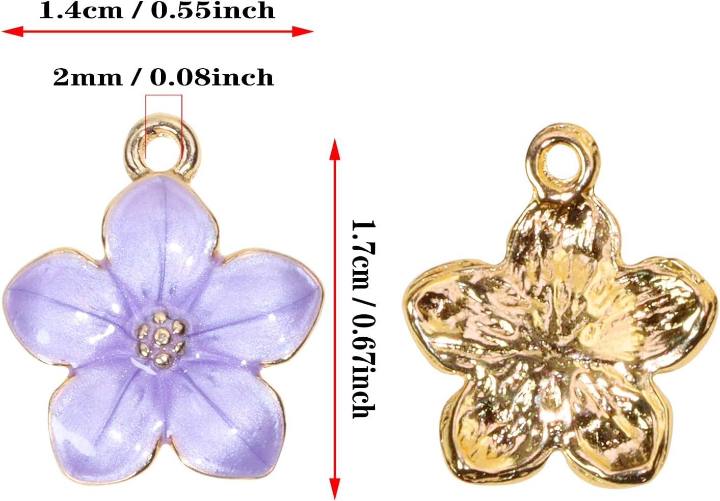 Tupalizy 20PCS Small Flower Enamel Charms Cherry Blossom Decor Gold Plated Pendant for Bracelets Necklaces Earrings Jewelry Making Findings Purse Keychains DIY Crafts Handmade Gifts Accessories - Image 2