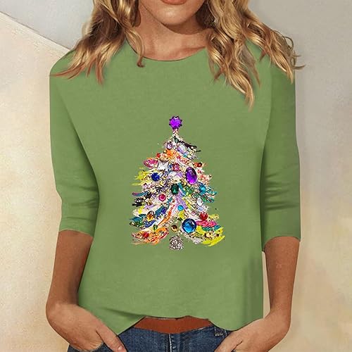 Miniatura 4 de PVTOSD Suéteres de Navidad para mujer 2023, camiseta con patrón impreso, casual, talla grande, básico, suéteres sin botones, S-5XL