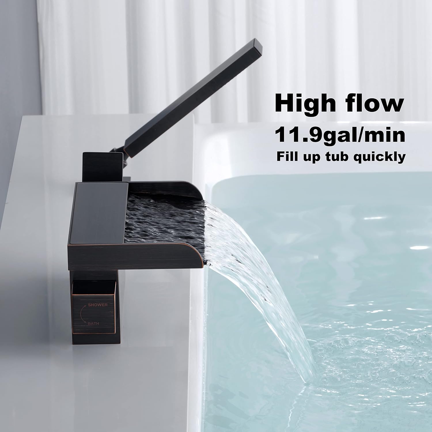 Oil Rubbed Bronze Freestanding Tub Faucets Bathtub Fillers Floor Mounted Mount Faucet Filler for Tubs Bathtubs LLGG High Flow 11.9GPM Bathroom with Handheld Shower RIGOBAL