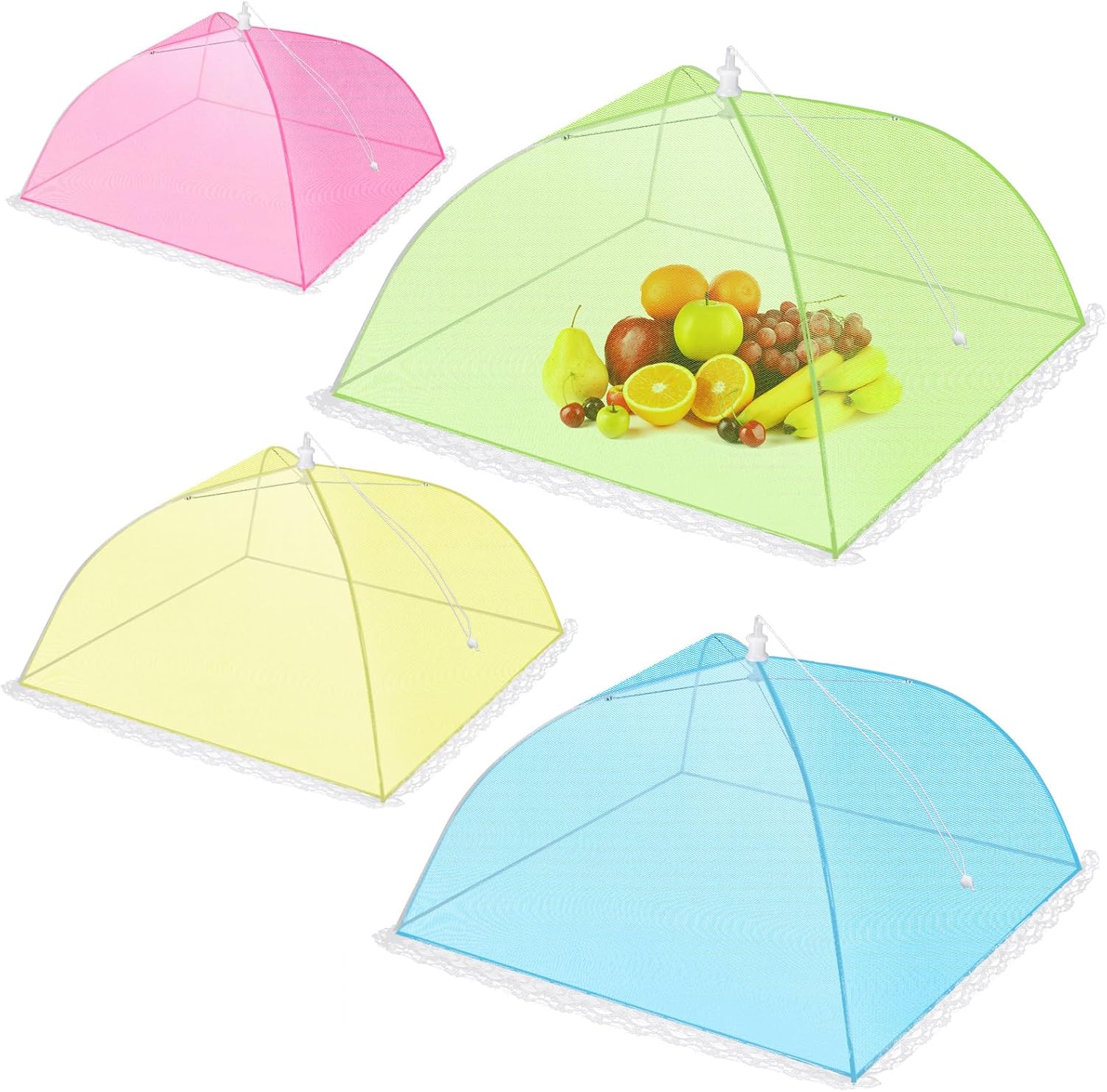 Havawish 4 Pack Mesh Food Covers 18/16/12/14 Inches Large and Tall Food Covers, Pop up Mesh Food Covers Tent Umbrella for BBQs, Outdoors, Screen Tents, Parties Picnics, Fruit Cover