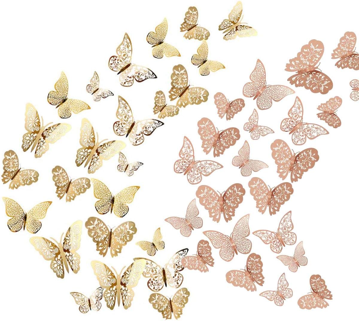 Allazone Butterfly Wall Stickers Wall Decal Decor Art Decorations Sticker Removable Hollow Butterfly 3 Sizes for Room Home Classroom Offices Bedroom Decor