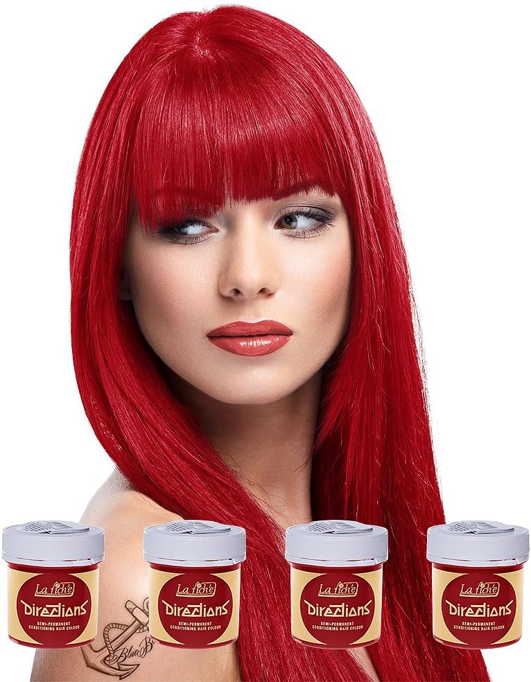 La Riche DirectionsColour Hair Dye 4 Pack (Poppy Red) + Free Blue Banana Sugar Skull Case