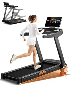 LONTEK Foldable Treadmills for Home with 20% Incline, 14KM/H Treadmill with Handles, Running Machine for Heavy People, 180KG Weight Capacity, Large Running Belt and Intelligent LED Touch Screen - Amazon product rated Grade A