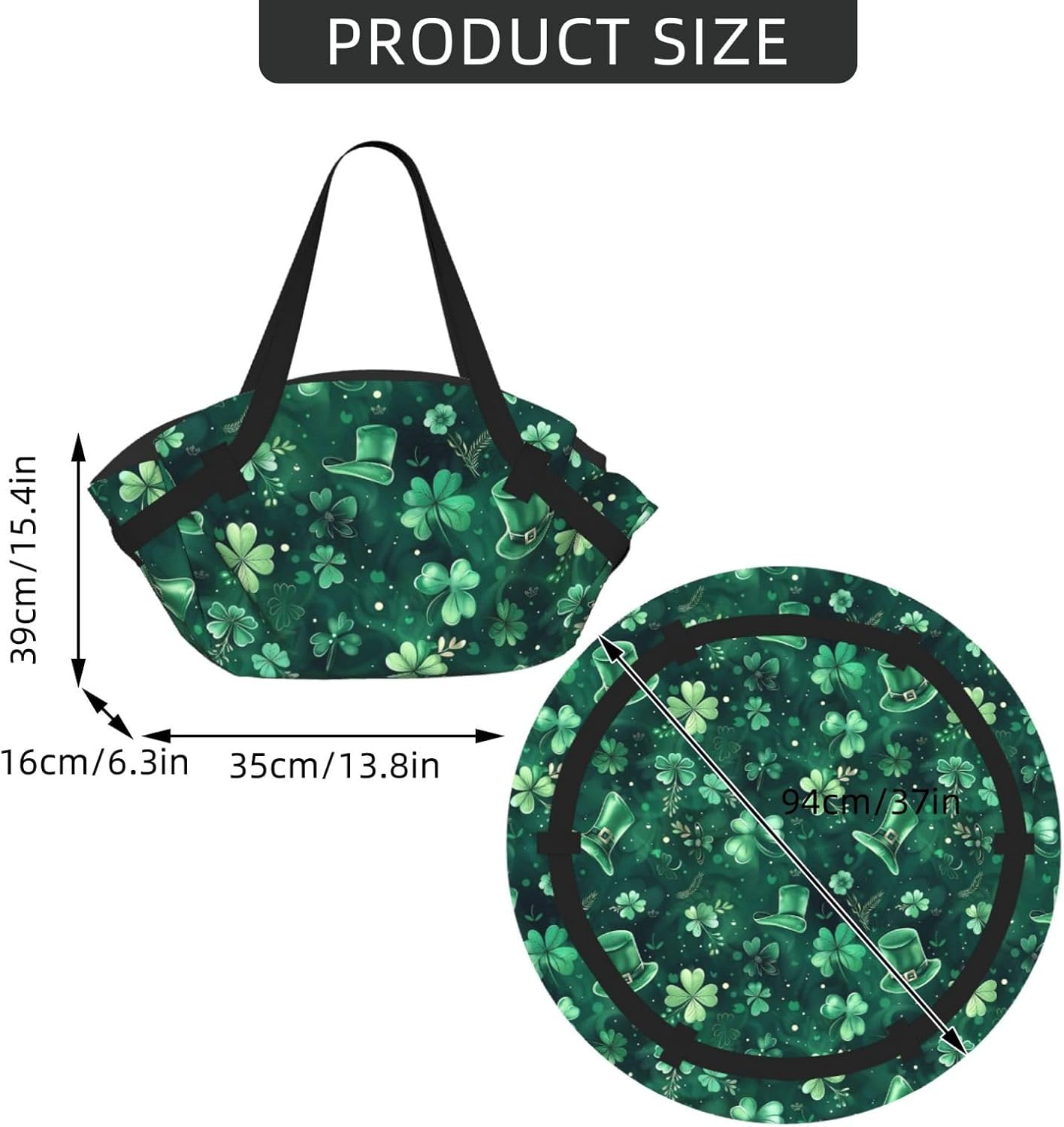 St. Patrick'S Day (2) Pattern Foldable Camping Tote Bag Picnic Blanket Bag Portable Beach Mat Tote Waterproof Outdoor Picnic Mat Carry Bag
