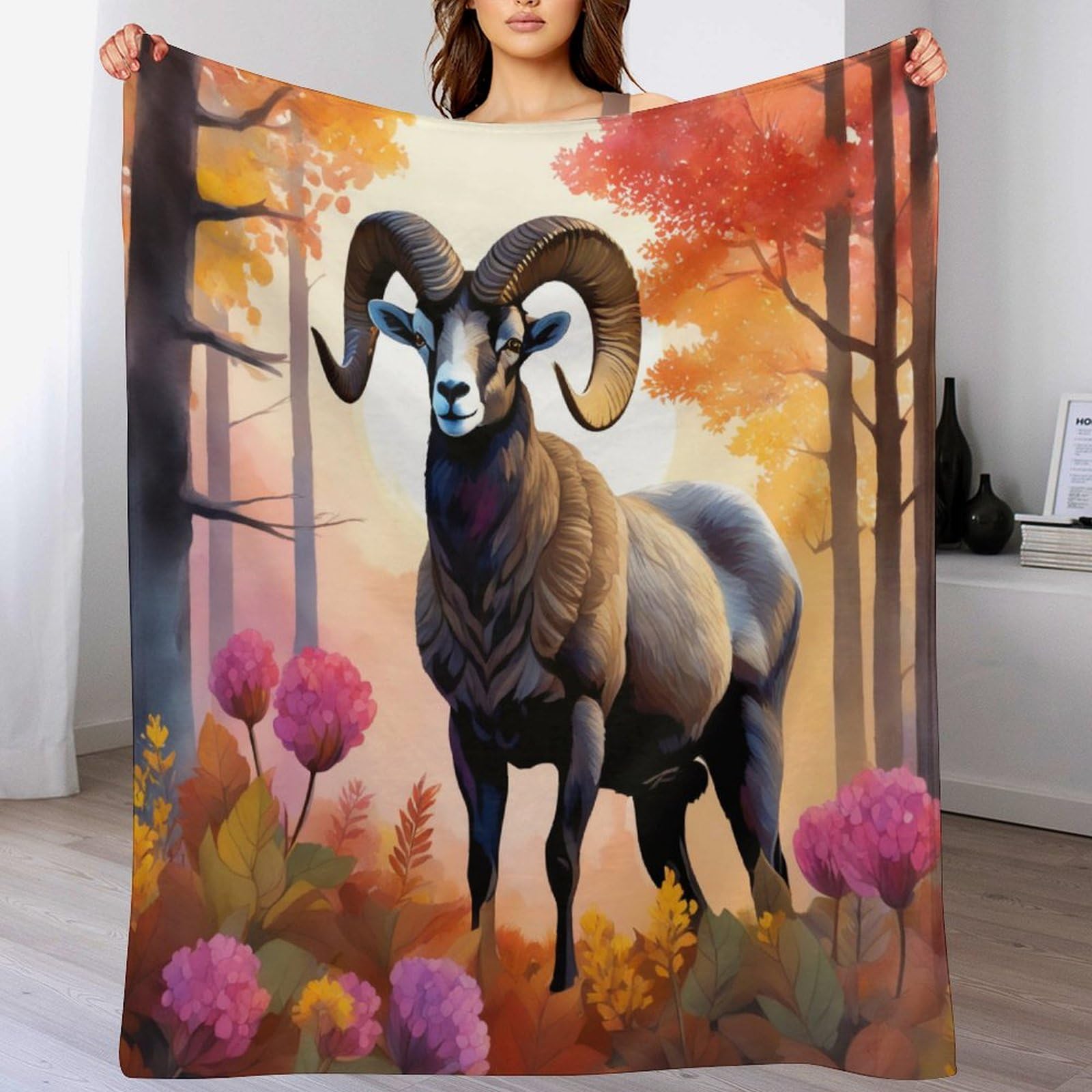 Plaid chèvre polaire 100x130 cm : couverture légère et chaude pour canapé