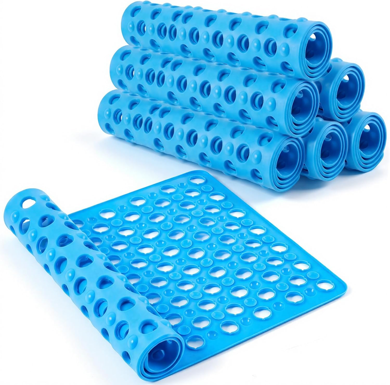 Nuanchu 6 Pcs Pool Drainage Mat 14 x 27 Inch Non-slip Floor Protector Mat with Suction Cups and Drain Holes, Preventing Slipping for Pool Ground Walkways Bathroom Shower Passways Drain Water, Easy Dry