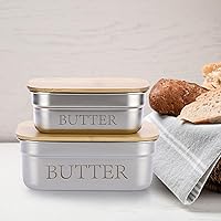 Vista 9 de BSTKEY Mantequillera de acero inoxidable con tapa para encimera, contenedor con sellado de silicona para cocina, recipiente irrompible, capacidad