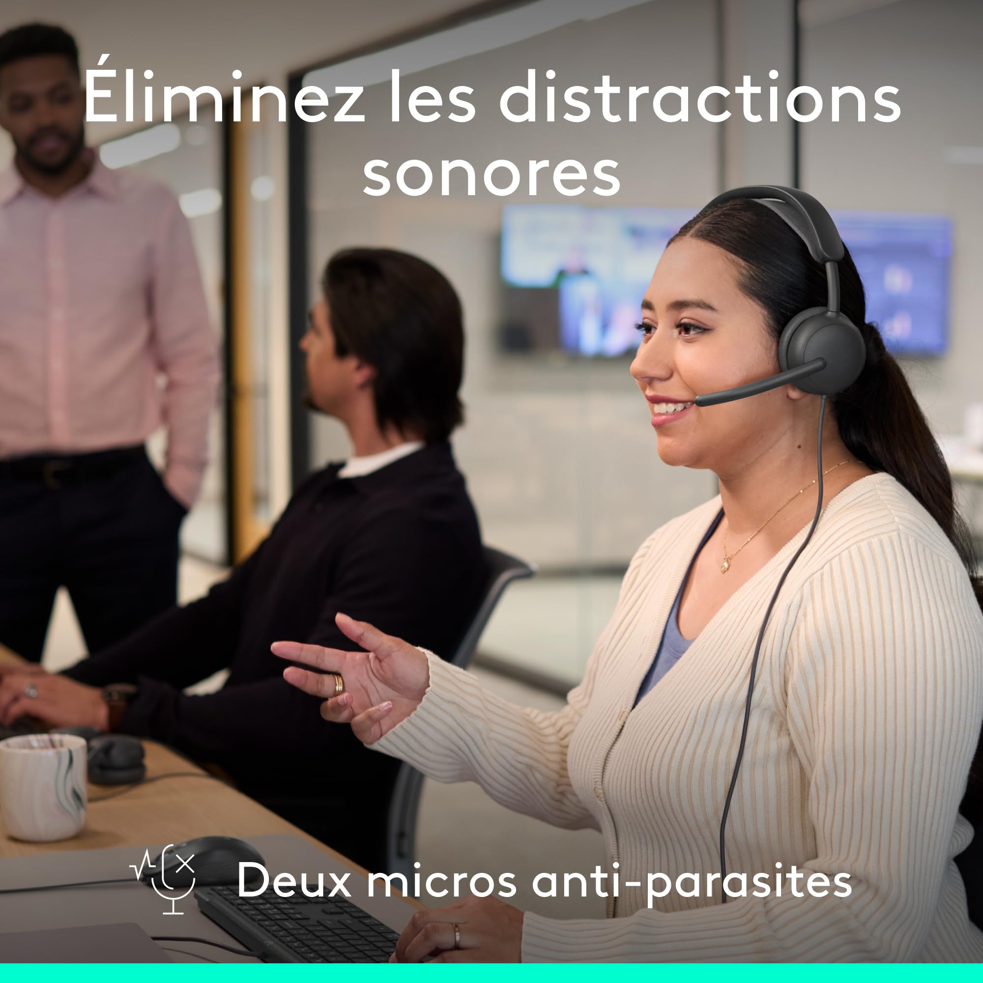 Logitech Zone Wireless 2 ES for Business - Casque sans fil anti-bruit | cancellazione del rumore con ANC ibrida adattiva, Bluetooth, USB-C e USB-A, certificazione Microsoft Teams - Grafite