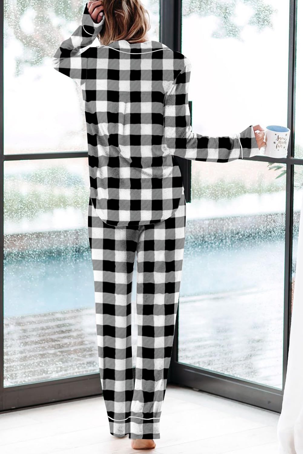 Aamikast Women's Pajama Sets Long Sleeve Button Down Sleepwear Nightwear Soft Pjs Lounge Sets - Image 5