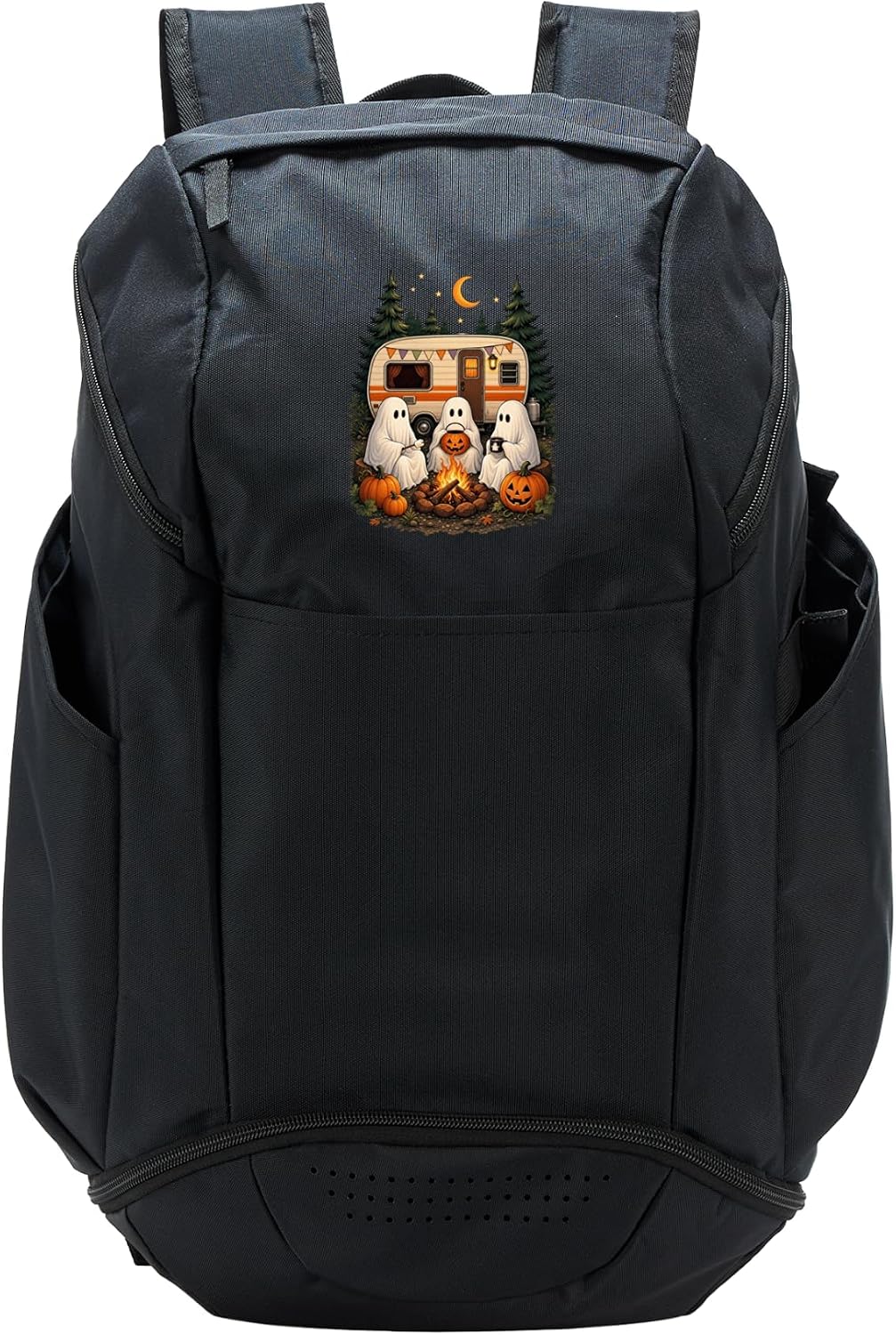 Ghost Camping Halloween Retro Camper Campfire Fall Season Sport Backpack