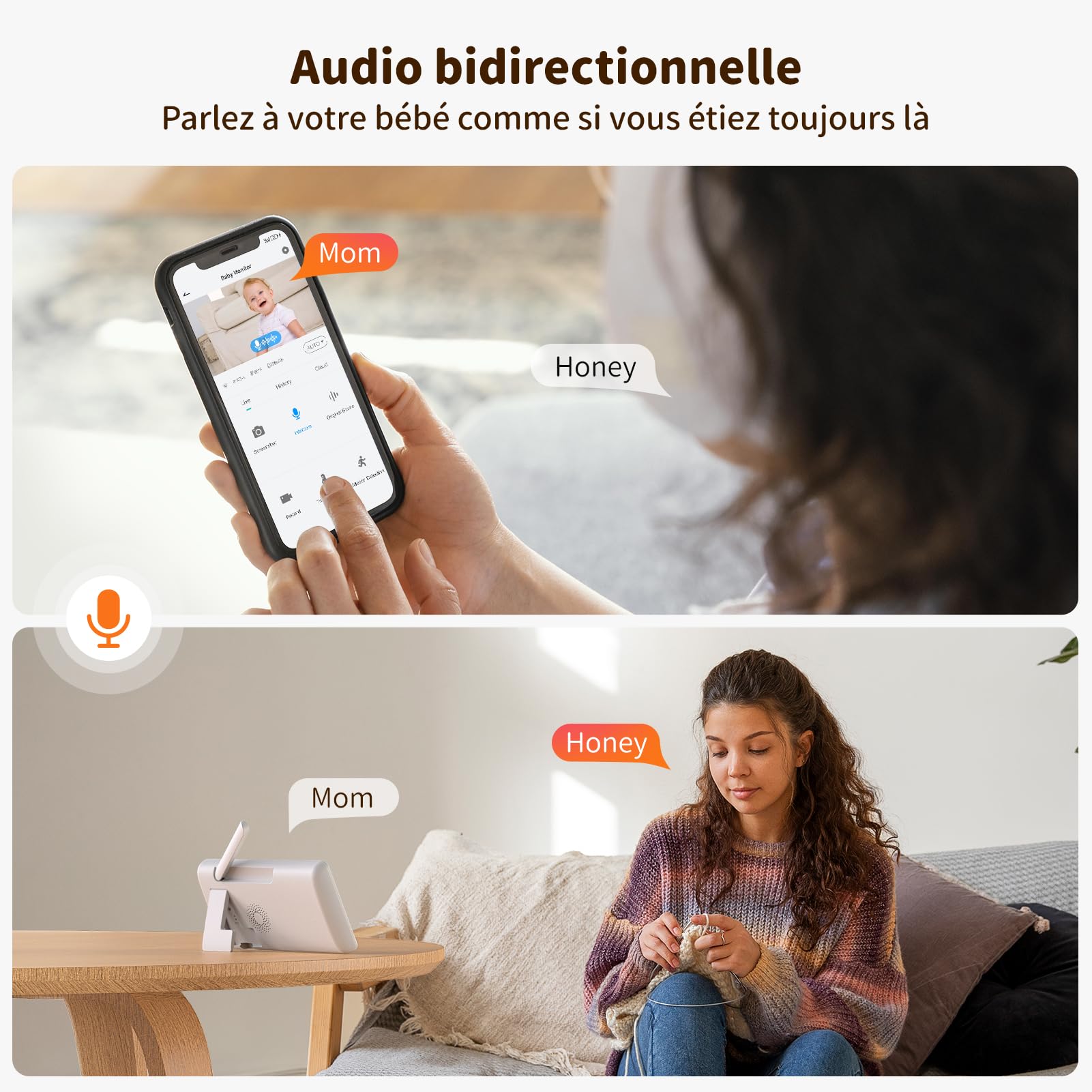 Codnida 5.5" LCD Babyphone Camera,2K 3MP Caméra Bebe Surveillance avec Vision Nocturne Suivi Automatique Capteur Soins Intelligents Mode Vox Audio Bidirectionnel Berceuses