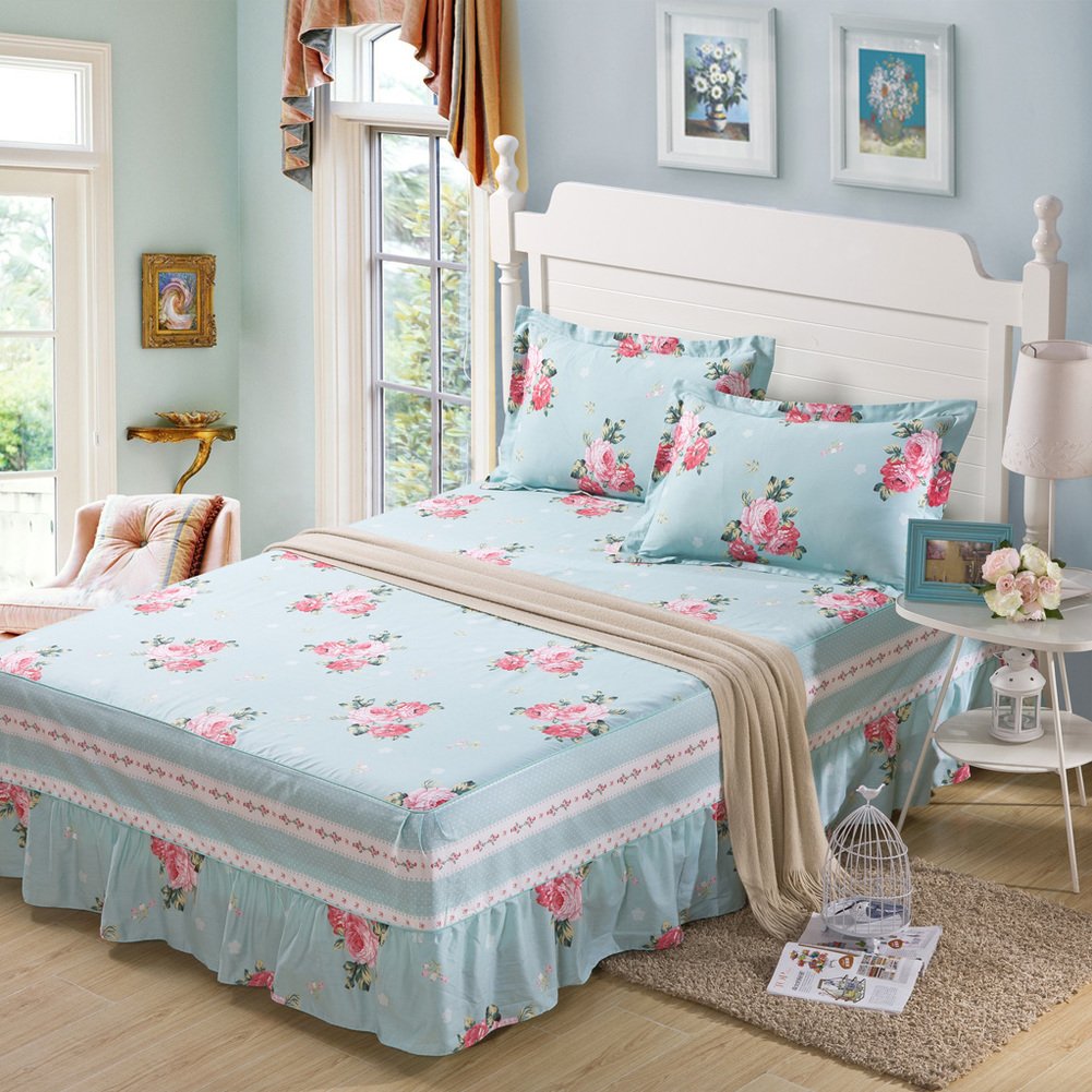 Jupe de lit haut de gamme 200x220cm en pur coton imprimé