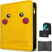 9 Pocket Trading Card Zip Binder, 540 Cards, 30 Side-Loading Pages, Premium Eco-friendly and pollution-free Album Material, Folder for Collectible Games, TCG (Yellow)