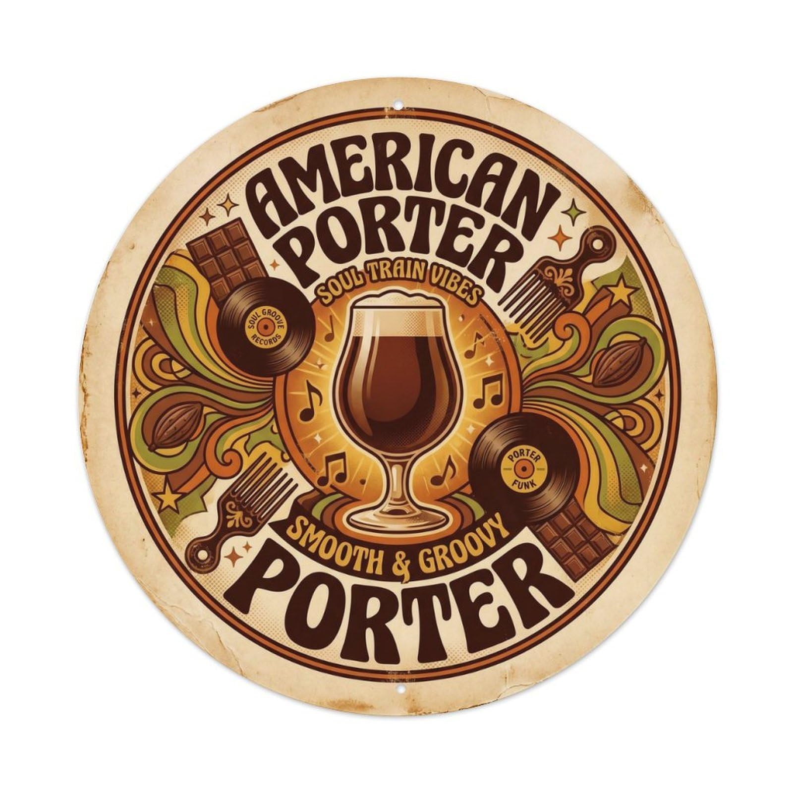 Old School American Porter Beer Malt Hops Wild Ferment Metal Tin Sign
