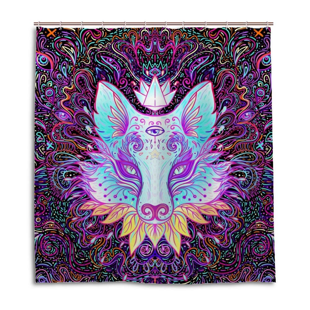 Rideau de douche lavable en machine violet CHEHONG motif renard pour éviter les éclaboussures