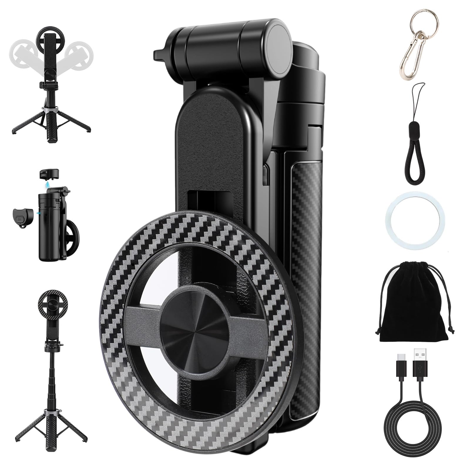 Trípode portátil con control remoto inalámbrico para grabar vlogs sin ayuda 8