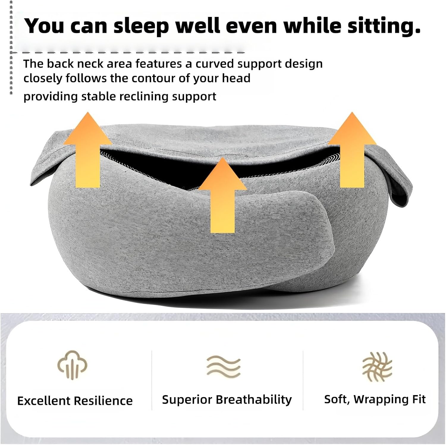 Travel Neck Pillow with Extra Large Hood Rollable Airplane Hooded Neck Pillow with Memory Foam Filling and Removable, Skin-Friendly Cover with a Carrying Pouch (Cationic)
