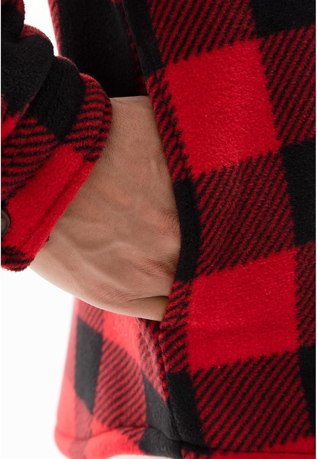 Lisskolo Men's Warm Sherpa Flannel Shirt Jacket Heavy Fleece Lined Plaid Button Up Jackets - Image 6