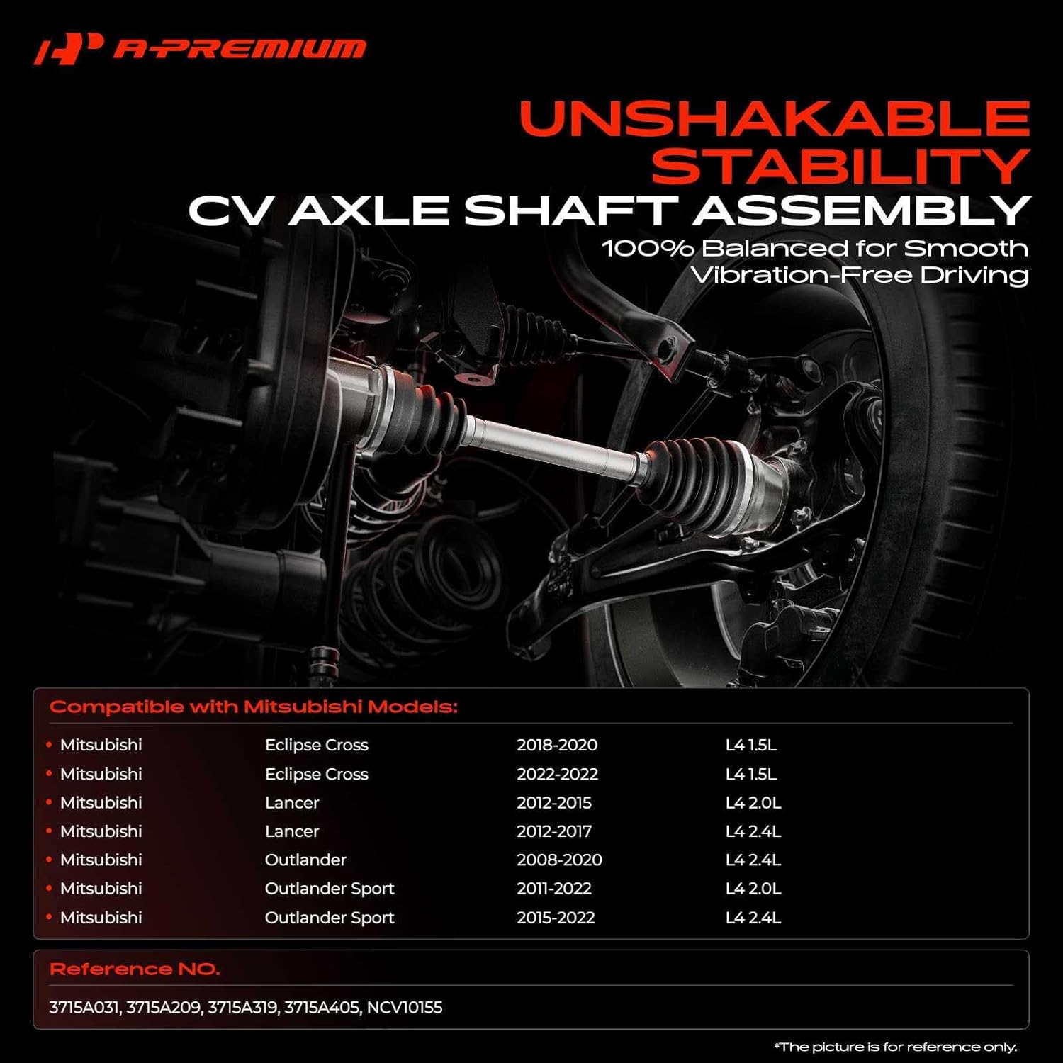 A-Premium CV Axle Shaft Assembly Compatible with Mitsubishi Outlander 2008-2020, Outlander Sport 2011-2022, Lancer 2012-2017, Eclipse Cross 2018-2020/2022, Rear Left Driver Side