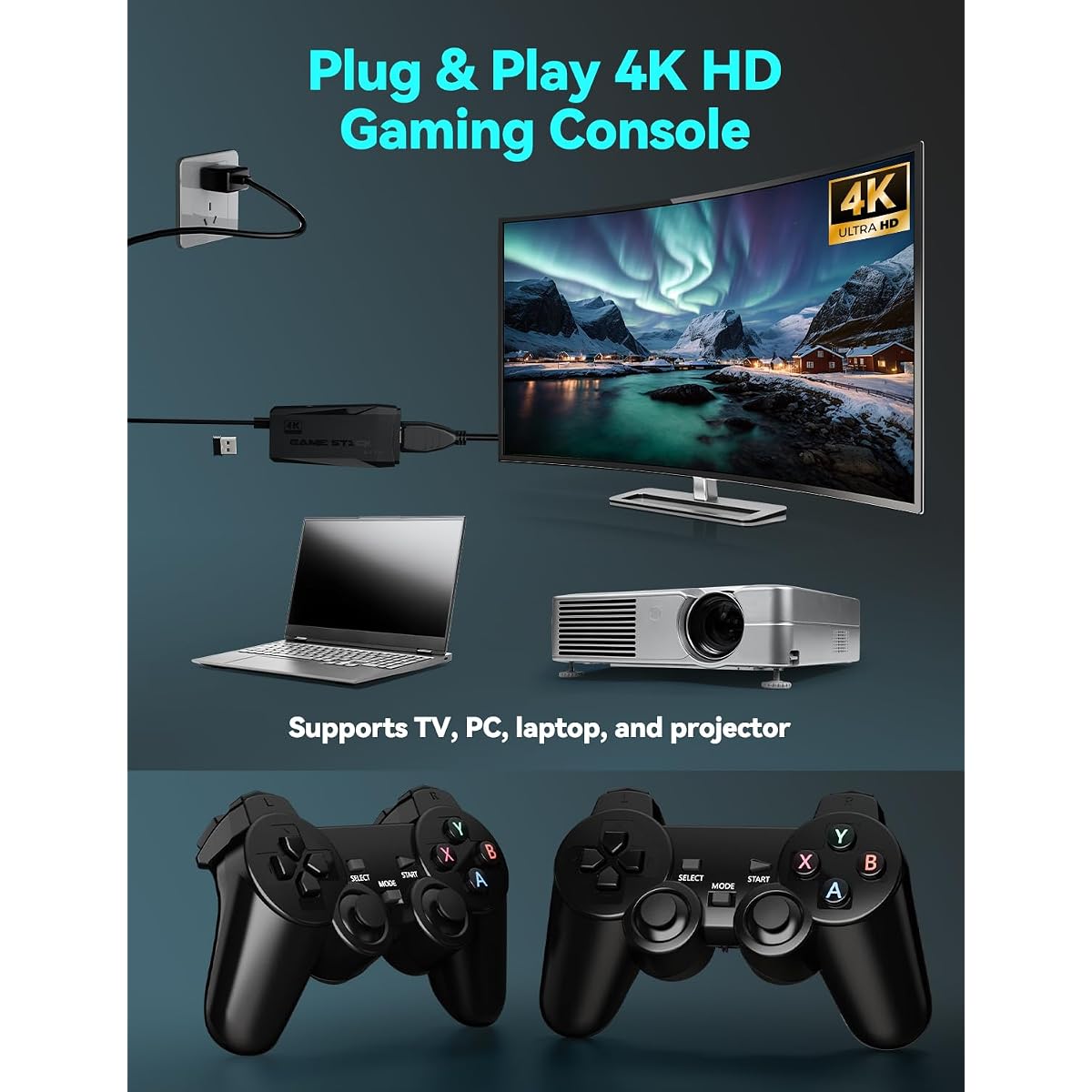 Console De Jeux Rétro 2025 – 20 000+ Jeux Classiques, 2 Manettes Sans Fil, HDMI Plug & Play, Cadeau Familial