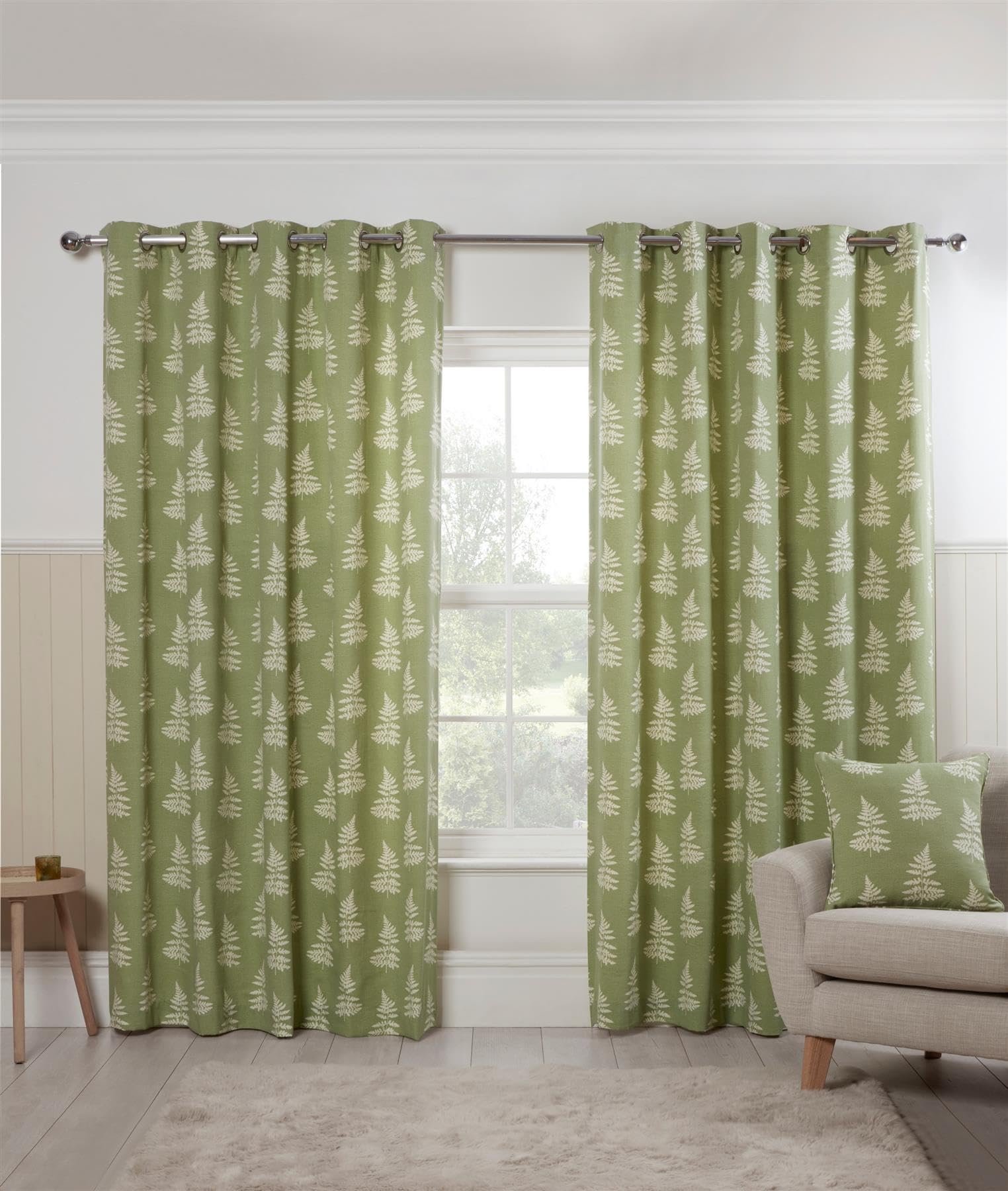 Sundour Esher Light Filtering Curtains Green 46x54