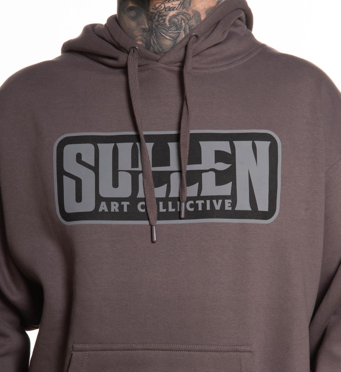 Sullen Men's Brush Line Sullen Tattoo Lifestyle Graphic Long Sleeve Pullover Hooded Fleece Sweatshirt Gray - Image 4