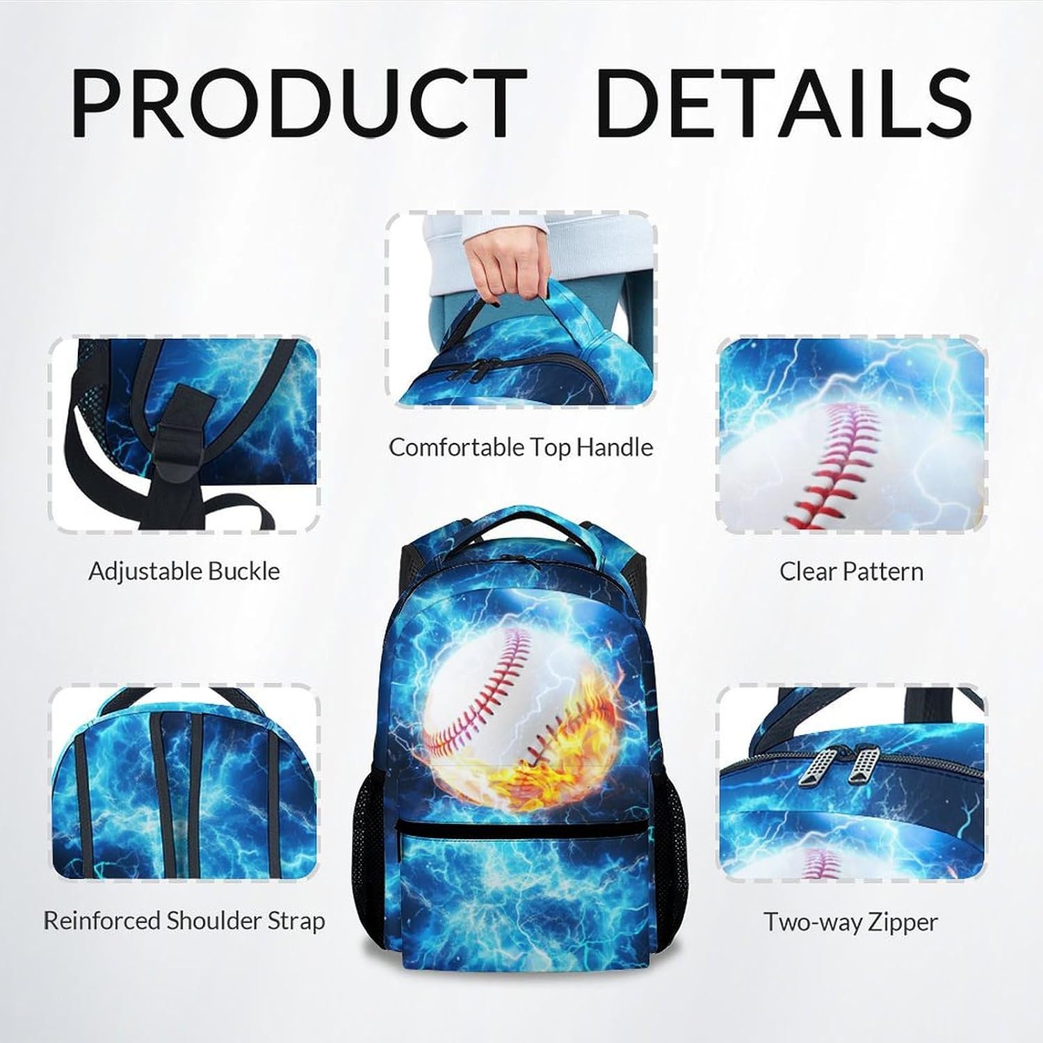 School Backpack for Boys - Baseball Backpacks for Kids - Youth Bookbag for Teens - Durable School Bag for Primary(17 Inch)