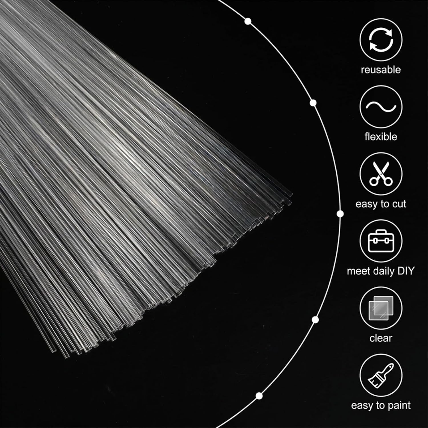 100 Pcs 10 in Acrylic Rods 2 mm Diameter Clear Cake Topper Sticks, Plastic Rods Round Acrylic Sticks for DIY Crafts Plant Stakes Model Making Decorations Gardening