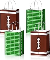 Utolily 24-Pack Football Paper Gift Bags with Handles - Touchdown Theme Goodie Bags for Kids Birthday Party & Game Day Supplies