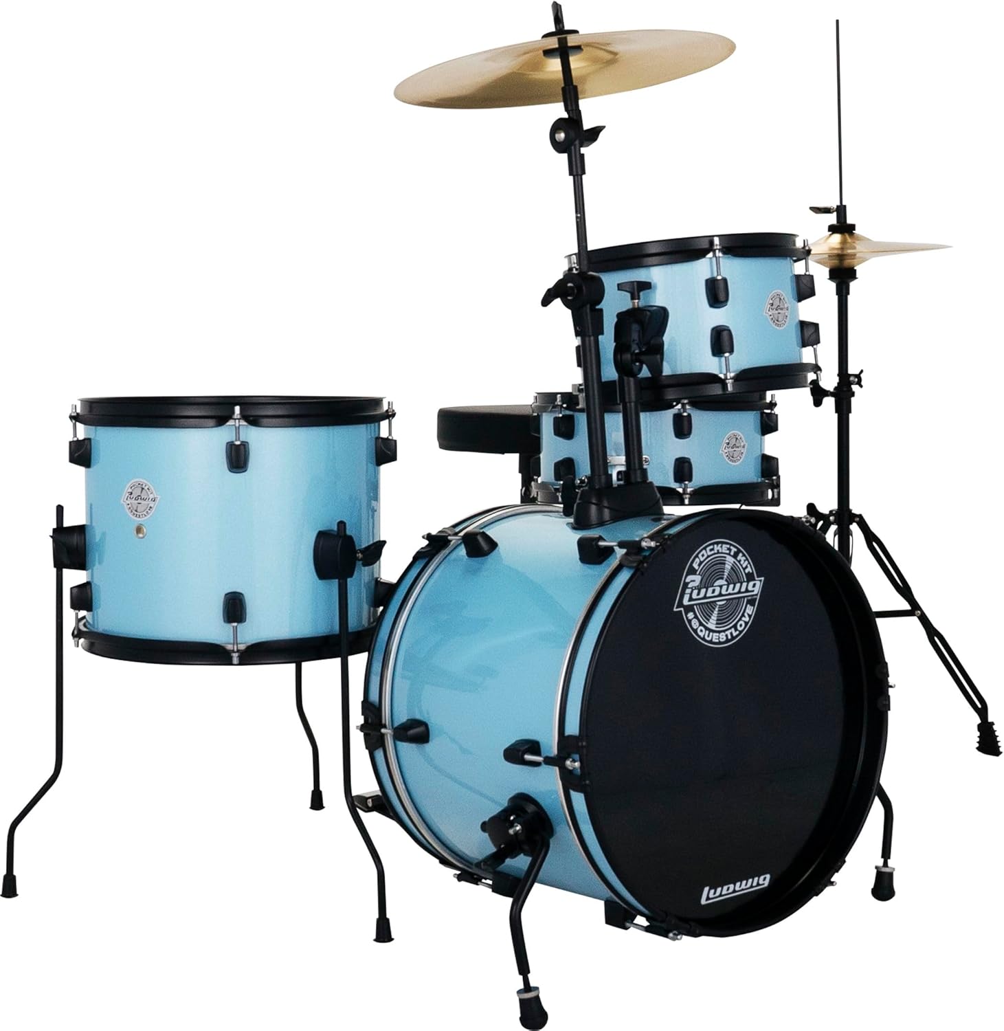 Ludwig Questlove Pocket Kit 4-piece Drum Set - Crystal Blue Sparkle