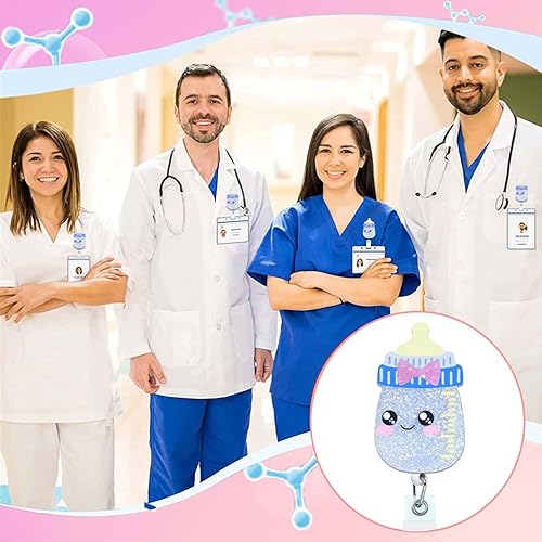 Miniatura 7 de ANDGING Linda botella de sonrisa pediátrica para enfermera, carretes de insignia de trabajo y entrega, retráctiles para enfermeras, clip de insignia