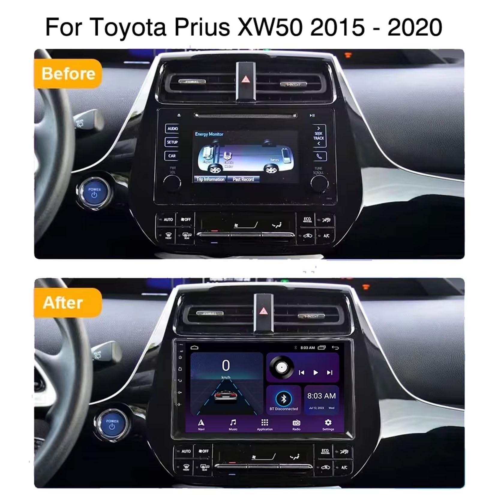 HIBIYA Radio samochodowe z systemem Android 14 do Toyota Prius XW50 2015-2020 9-calowy ekran dotykowy z GPS USB WiFi retro kamera RDS Mic obsługa Carplay DSP sterowanie kierownicą(P18 8Core 6+128G)