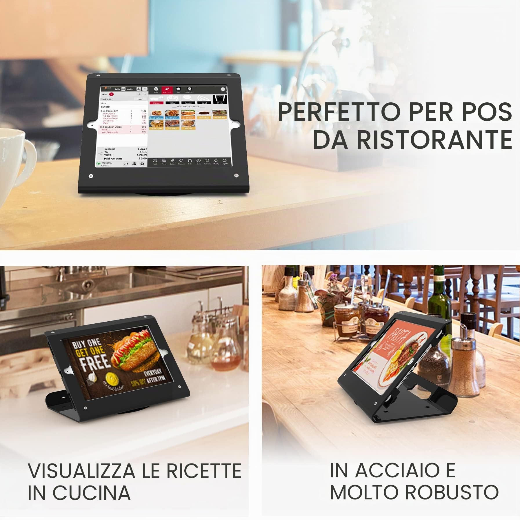 Supporto antifurto per iPad 10,2 pollici di 9a /8a /7a generazione, base girevole a 360 gradi, supporto per iPad da tavolo per negozi, supermercati, ecc.