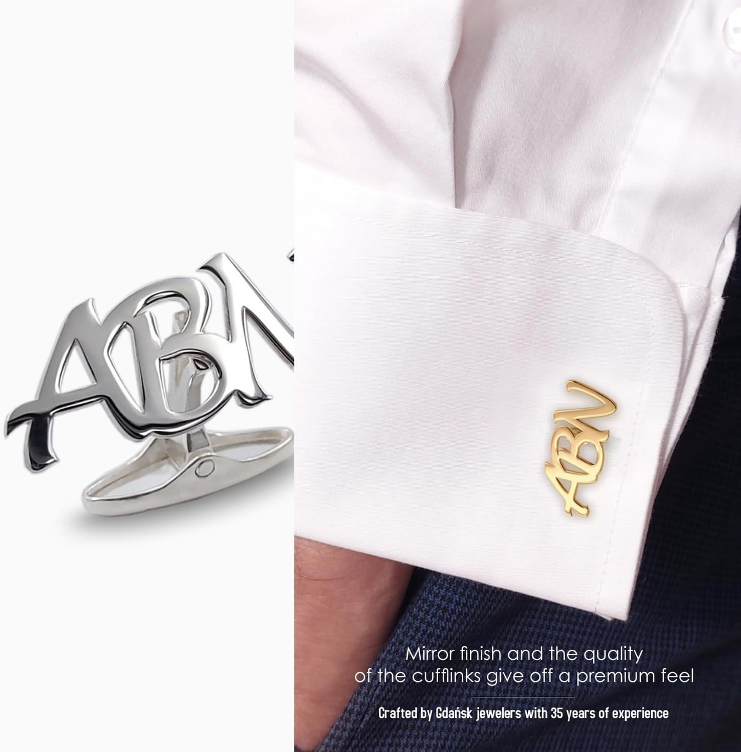 Monogram cufflinks - Monogrammed cuff links for Men - Silver gold letter Cufflinks - Personalized gift for Wedding or Anniversary