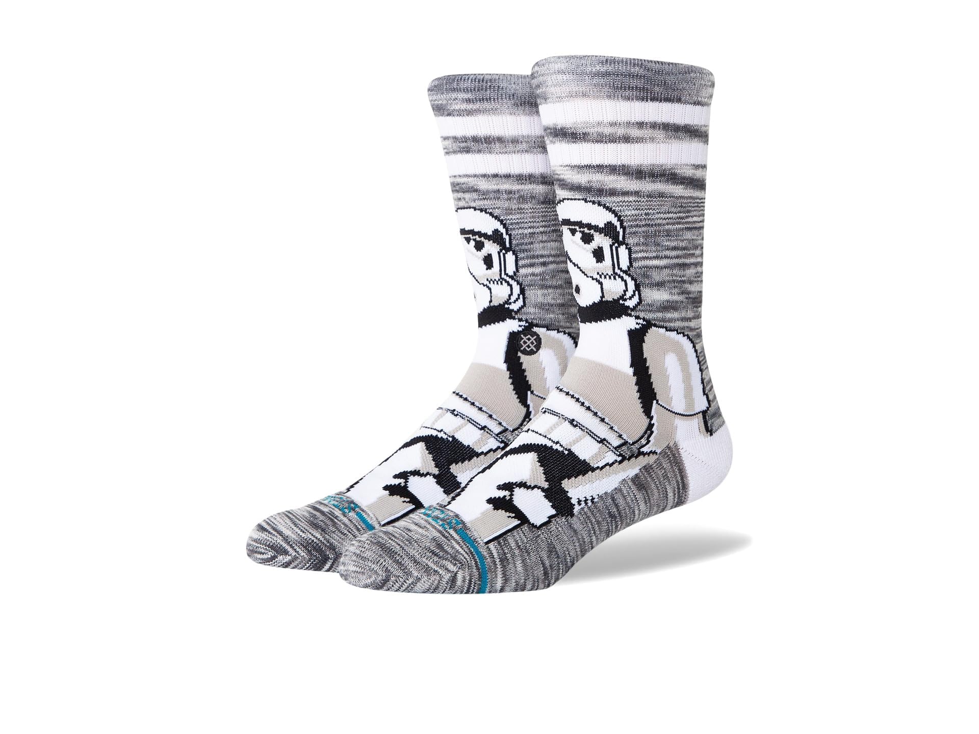 Stance Storm Trooper Crew Socks Star Wars Grey White Striped Patterned Calf Medium