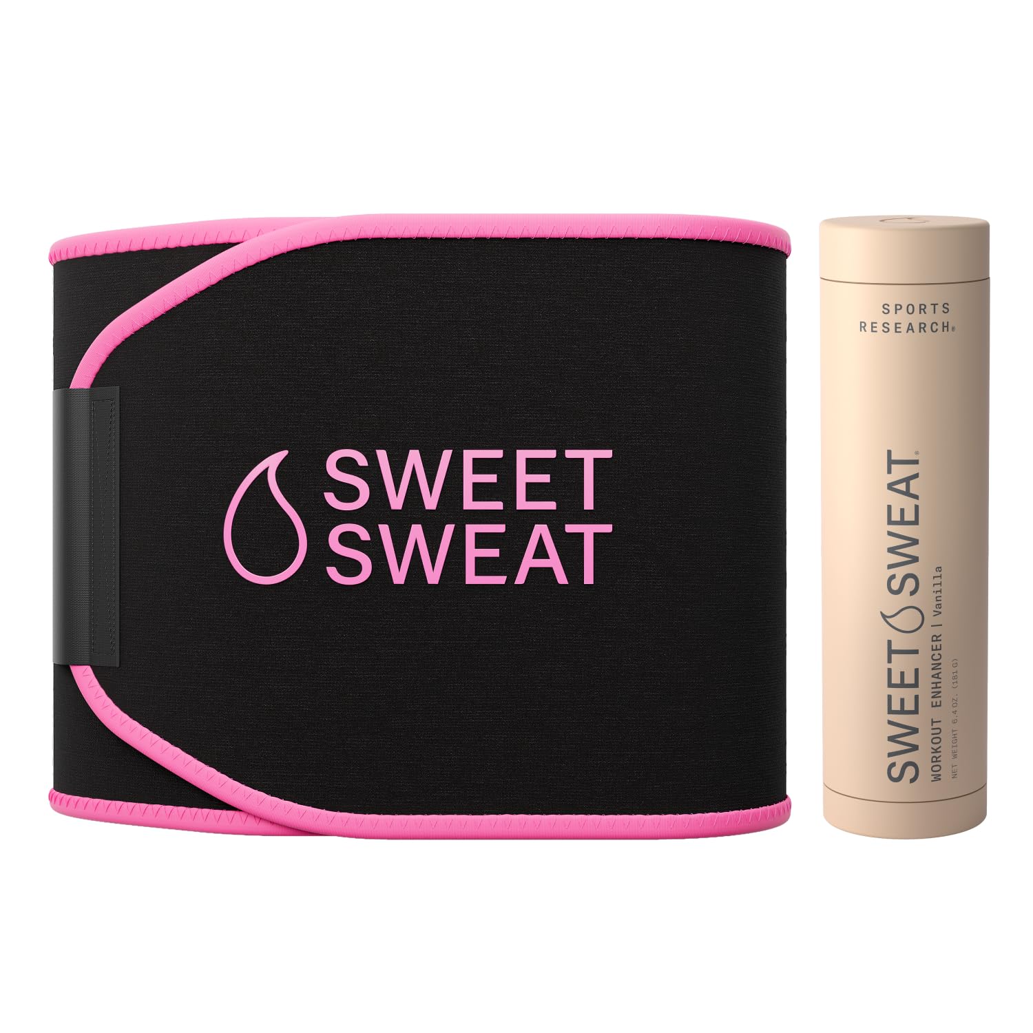 Sweet Sweat Waist Trimmer Pink, Medium & Sweet Sweat Gel Stick 6.4oz, Vanilla