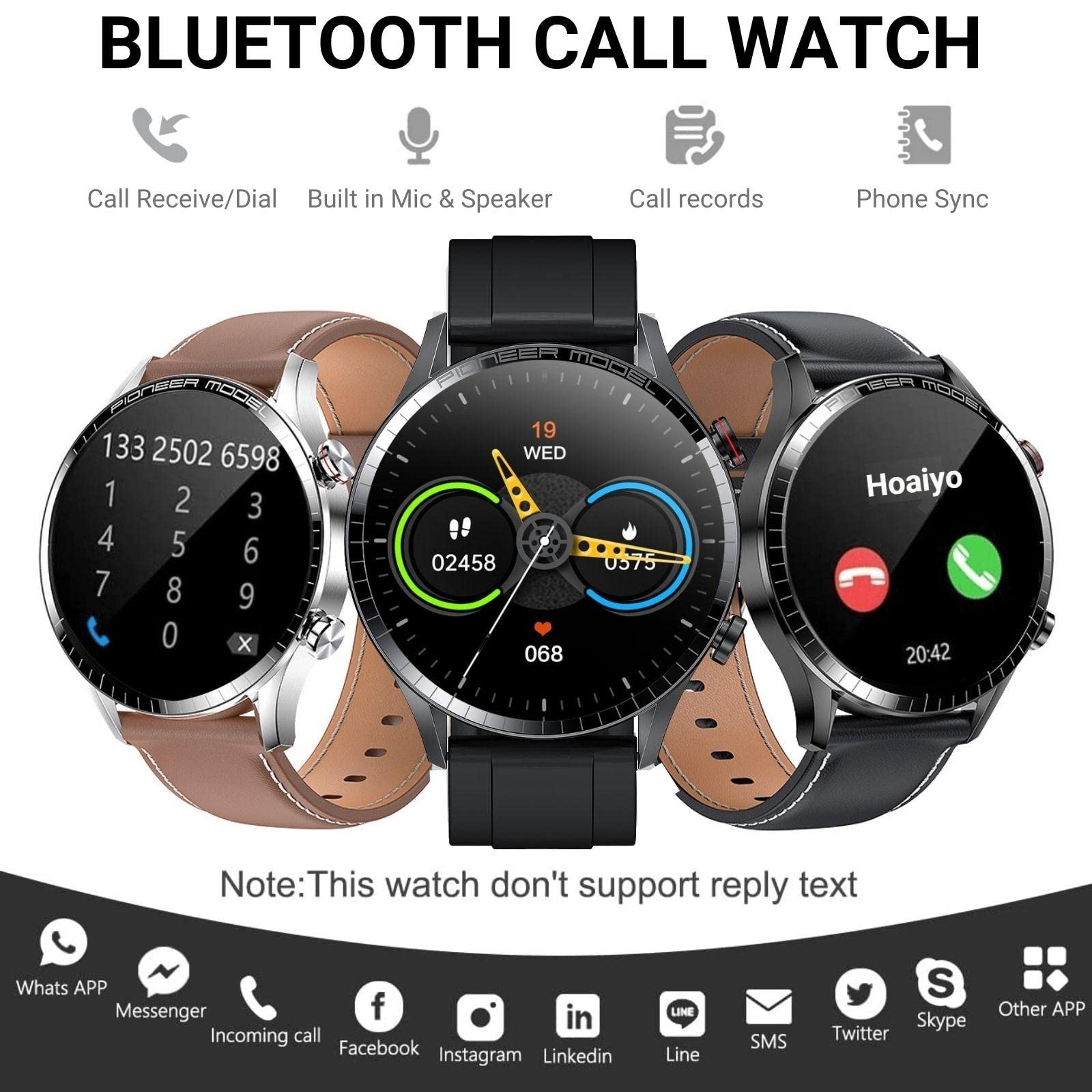 Inteligentny zegarek Answer Make Call, 3.8 cm AMOLED Smartwatch do telefonów z systemem Android i iOS z połączeniami/wybieraniem Bluetooth, śledzeniem aktywności fitness, monitorowaniem snu