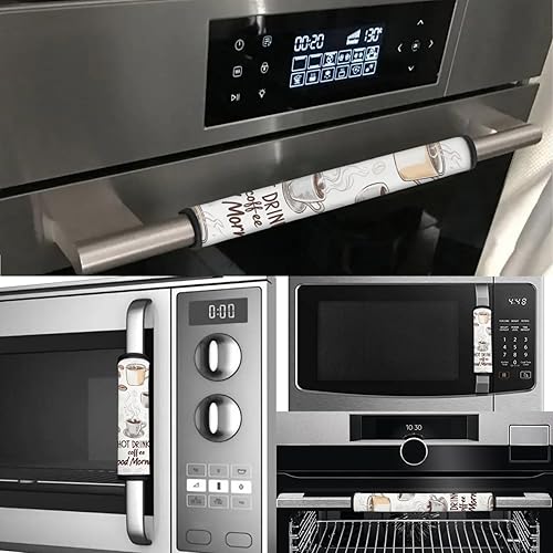 Vista 134 de Juego de 6 fundas protectoras para manijas de puerta de refrigerador con diseño de esqueleto divertido, guantes de cocina para nevera, microondas