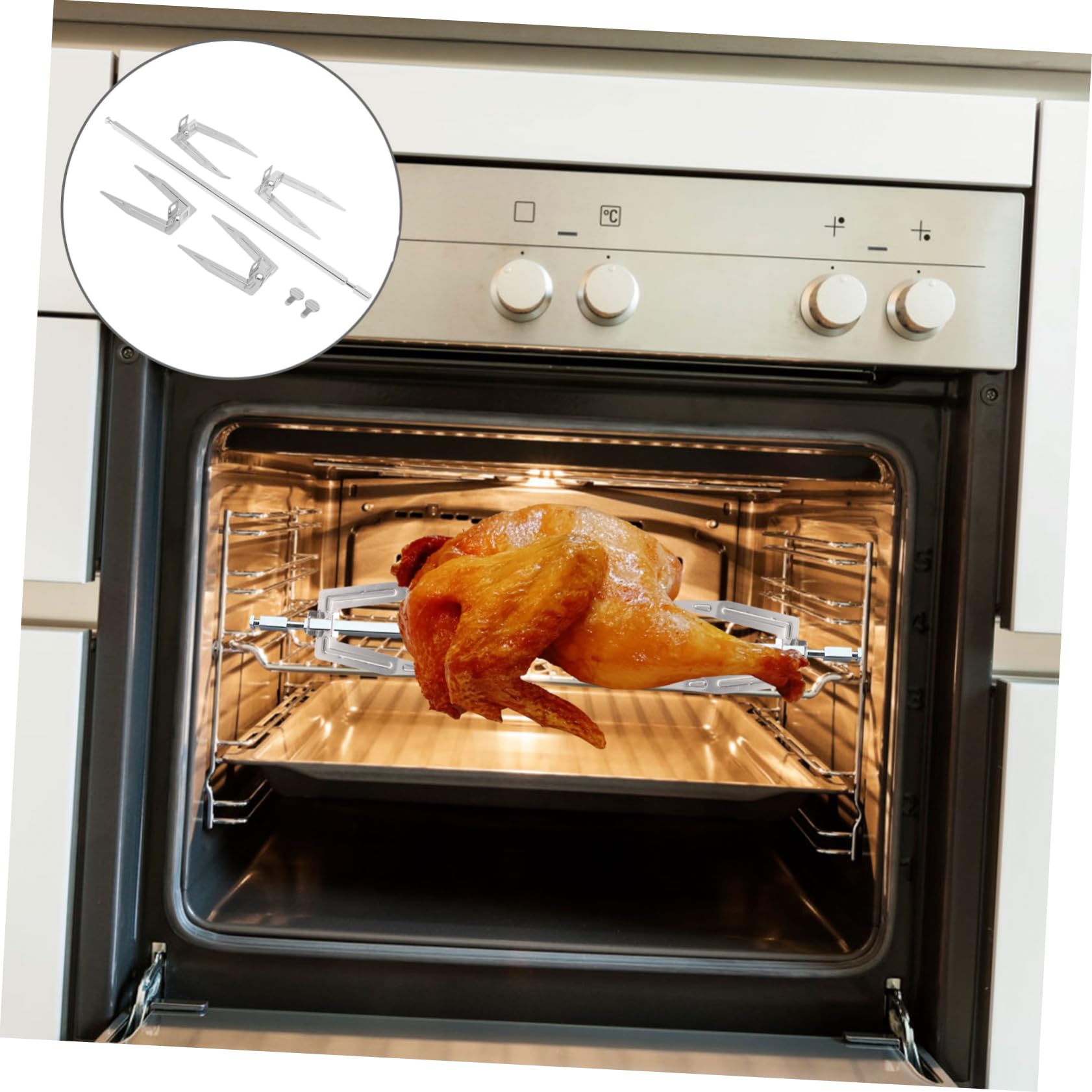 GAROZATION 1 Set Rotating Grill Forks Bbq Roasting Tool for Chicken Meat Durable Forks for Outdoor Cooking Grilling for Family Gatherings Bbq Parties