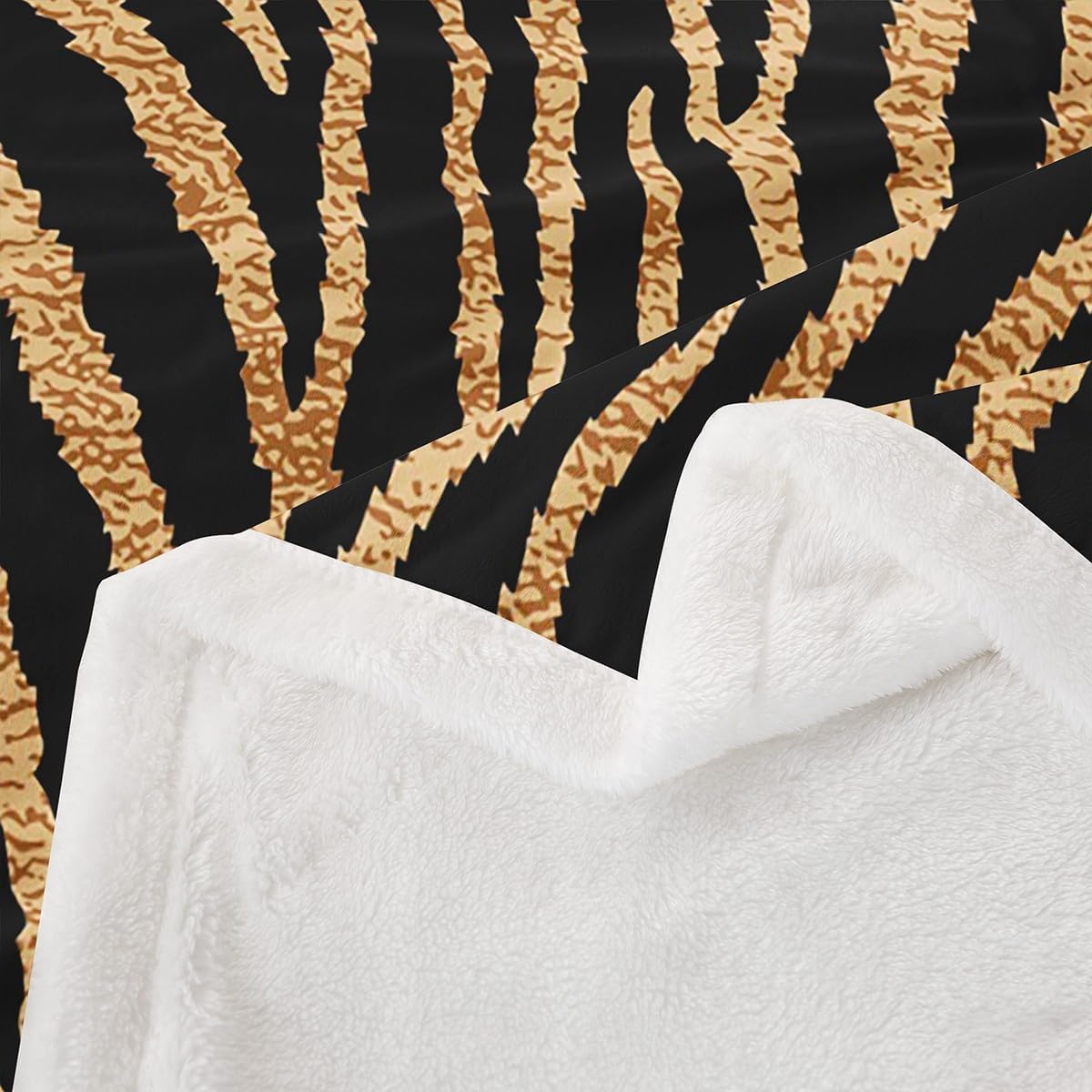 Wild Animal Skin Fleece Blanket,Zebra Stripe Brown Black Throw Blanket for Sofa Adults,Zebra Print Soft Blanket Bed Couch,Queen (90 x 90 Inches)