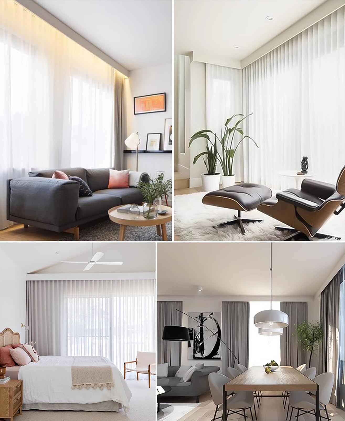 Système de rail de rideau mural pour baies vitrées – Tringles à rideaux robustes et panneau décoratif – Idéal pour la décoration de chambre à coucher et de salon