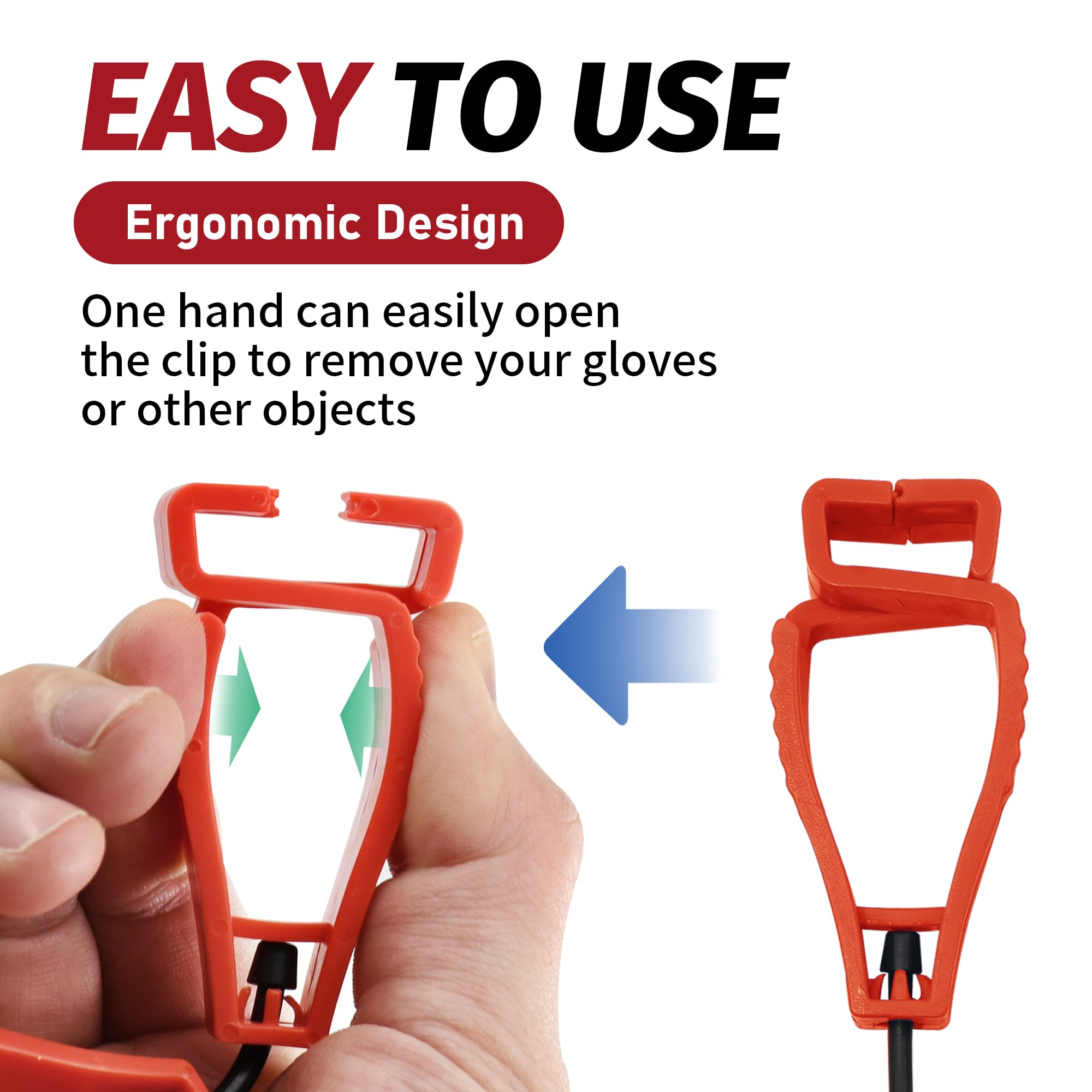 6 Stück Arbeitshandschuhclips, Sicherheitsclip für die Arbeit, Handschuhhalter, Haken für Sicherheitsgurt (schwarz)