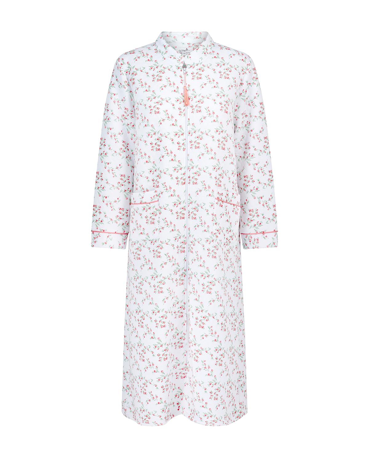 La Marquise Ladies 'Moonlit Tulip' Mock Quilt Zip Robe 67542 Peach M-L