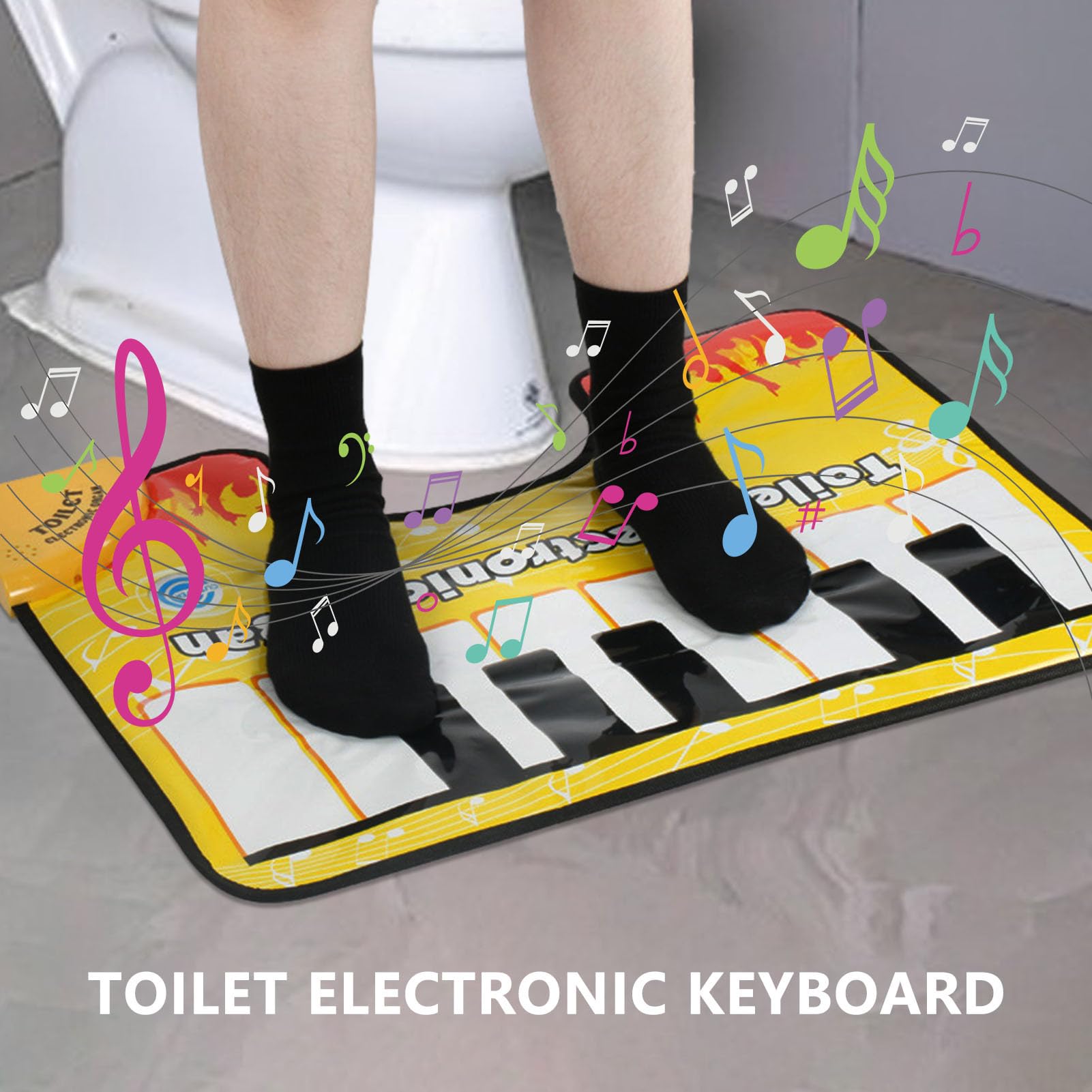Alfombrilla de Piano para baño, Alfombrilla de Piano para Inodoro,Alfombrilla para Teclado de Piano de Suelo - Alfombra con Sonido de Piano para IR al baño, Alfombra de Piano para IR