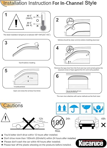 Miniatura 5 de 94650 Viseras laterales deflector de ventilación de viento, 4 protectores de lluvia de sol con cinta de aspecto agradable para Jeep Grand Cherokee
