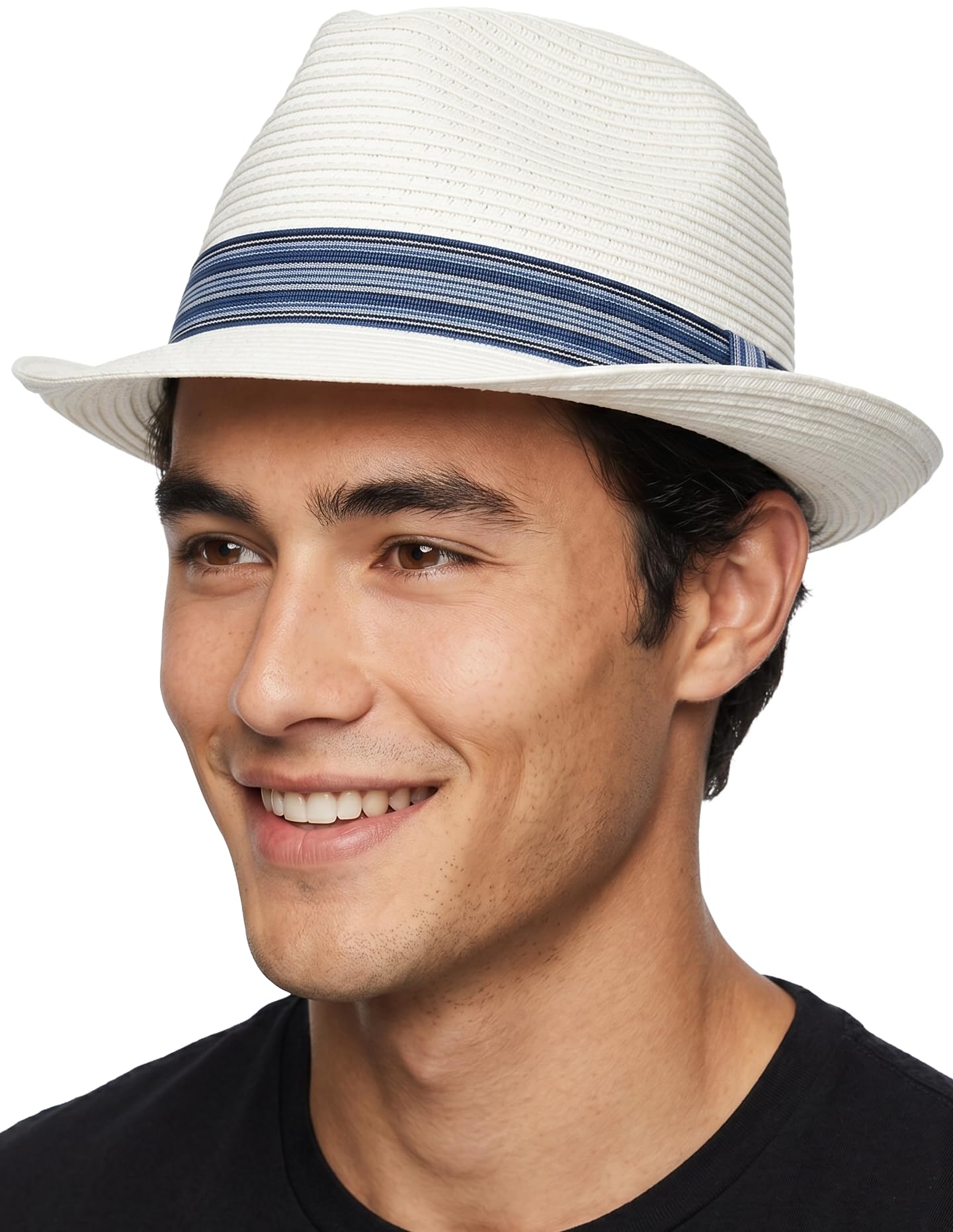 Funky Junque Packable Straw Fedora, Mens Panama Trilby Hat